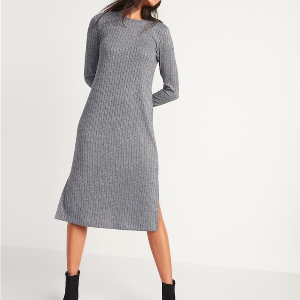 Old Navy Rib Knit Long Sleeve Dress size M Petite